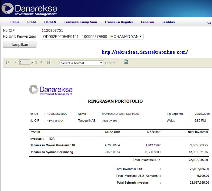 SS portofolio investasi